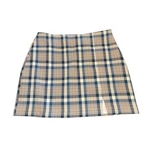 Lulu's Plaid Mini Skirt in Blue and Tan